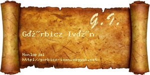Görbicz Iván névjegykártya